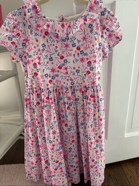 Rachel Riley Pink Floral Ruffle-Collar Dress